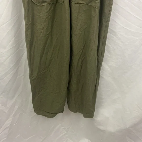 Everlane The Fatigue Utility Short Sleeve Linen Blend Jumpsuit Army Green Sz 00 - Picture 12 of 12